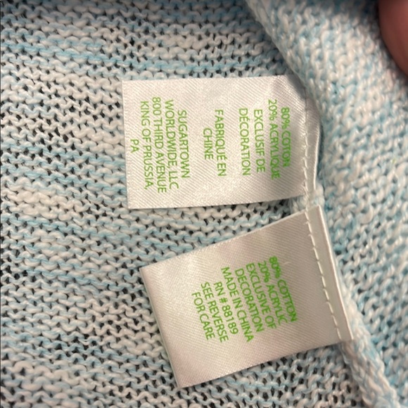 Lilly Pulitzer Light Blue Beachy Graphic Sweater/ bathing suit cover up size M - Picture 4 of 4